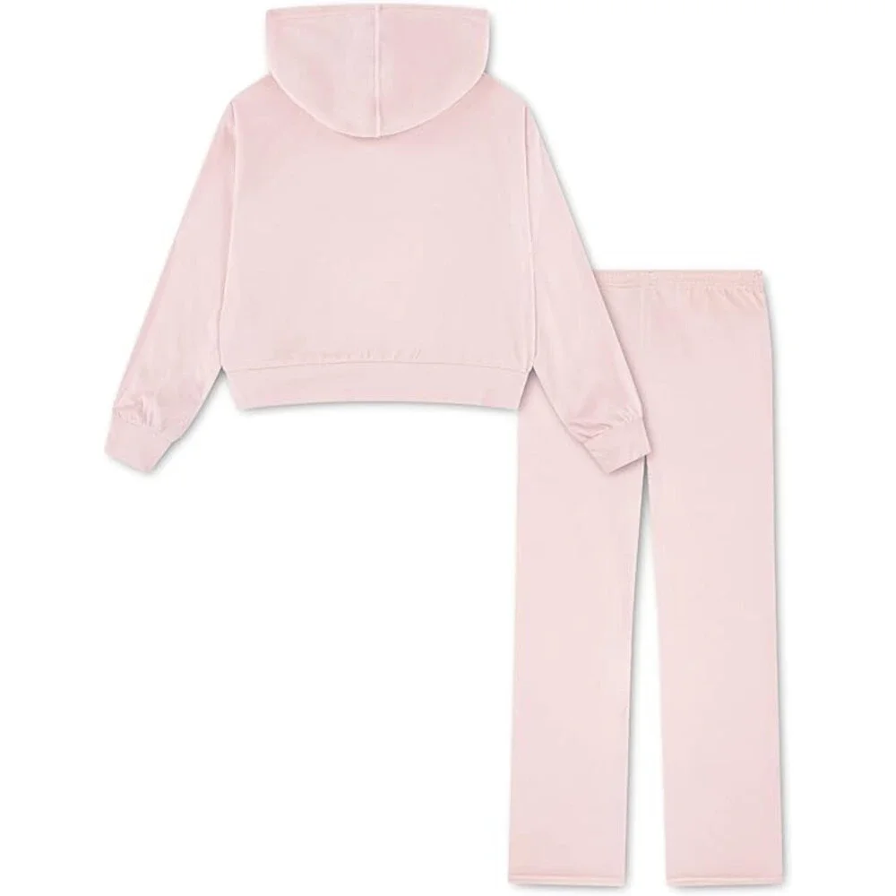 Converse 2-Piece Set Kids 6X Blush Hush Velour Flare Leg Pullover Hoodie FROG534